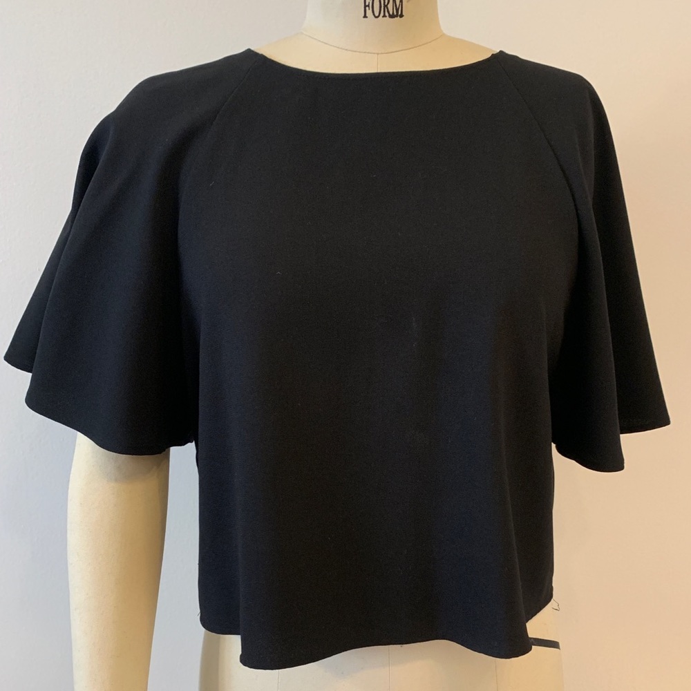 Zara Black Ruffle Sleeve Blouse